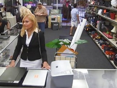 Blonde MILF tries to enjoy Pawnshop owners cock for cash